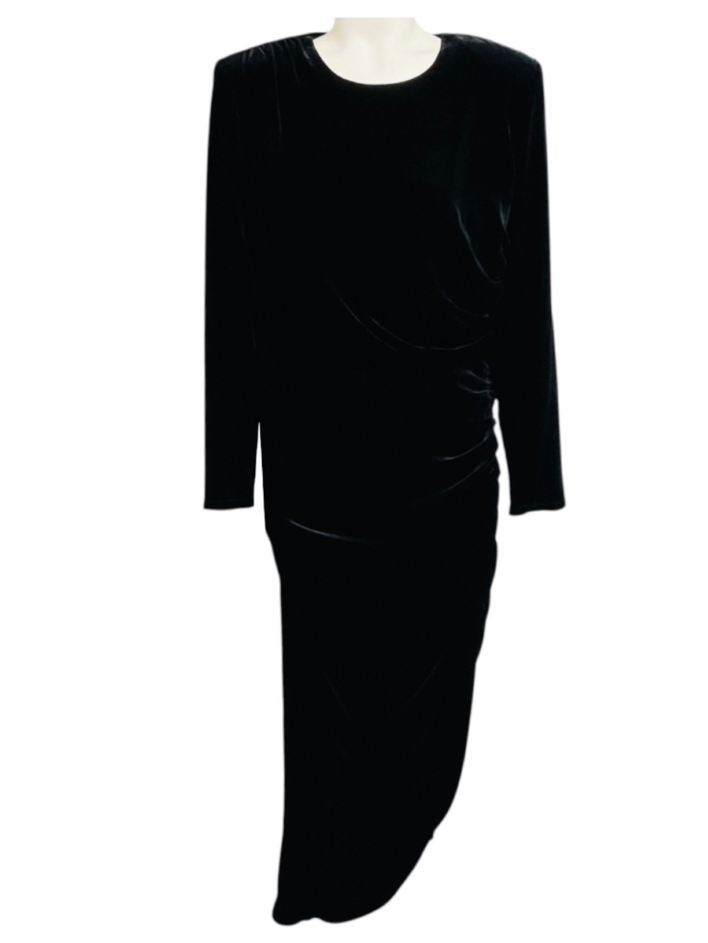 VERONICA BEARD BLACK TRISTANA STRETCH VELVET MIDI DRESS